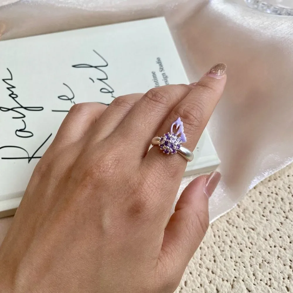 Matt Silver Purple Flare Ring